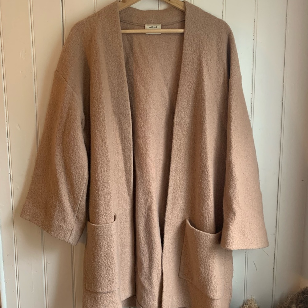 Wilfred Open-Front Oversized Cardigan in Dusty Camel